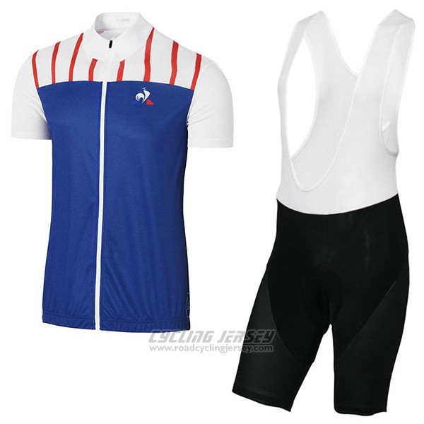 2017 Cycling Jersey Coq Sportif Tour de France Blue and White Short Sleeve and Bib Short